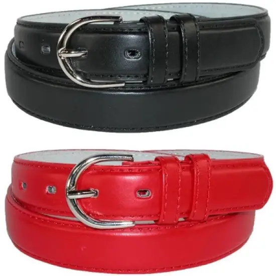 CTM Women's Leather 1 1/8 Inch Dress Belt (Pack of 2 Colors) image {2}