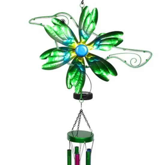 Exhart Multi-color Metal 41 in. Hummingbird Wind Chime image {1}
