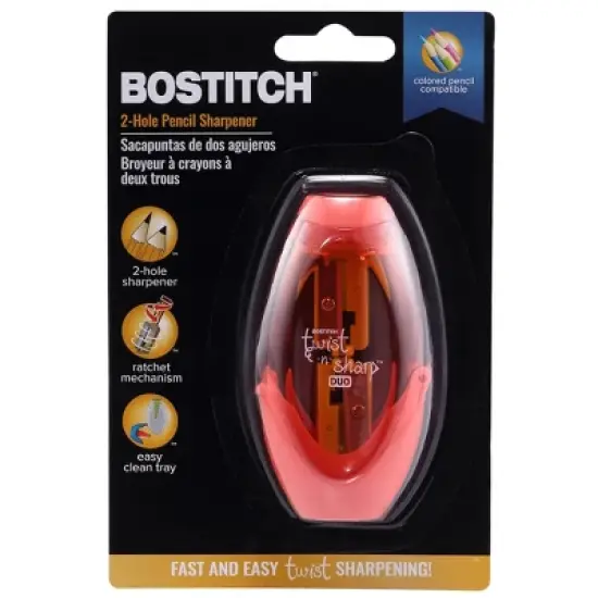 Bostitch Twist-n-Sharp&trade; Duo Pencil Sharpener, Assorted Colors, Pack of 6 image {12}