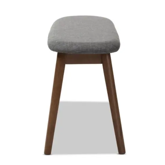 Baxton Studio Easton Mid Century Modern Walnut Finished Wood Fabric Upholstered Bench image {2}
