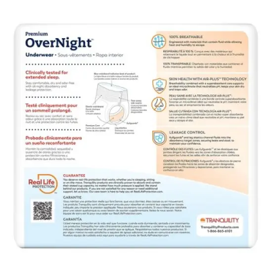 Tranquility Premium OverNight Disposable Underwear Pull On with Tear Away Seams Medium, 2115, 18 Ct image {1}