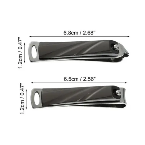 Unique Bargains Stainless Steel Nail Cutter Set for Men and Women Black 2 Pcs image {3}