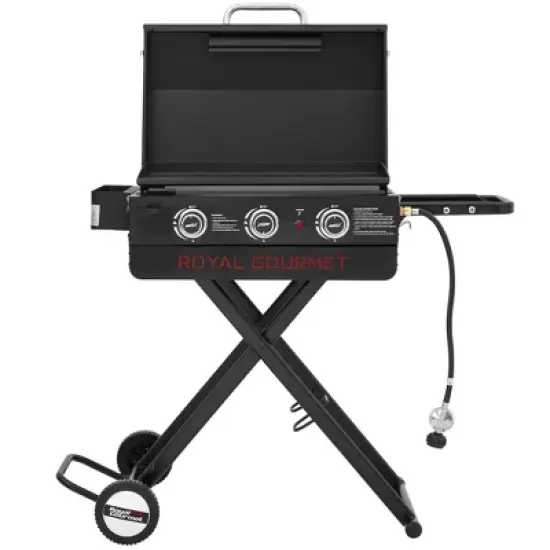 RoyalGourmet Portable 3-Burner Gas Griddle PD3001TG Black image {2}