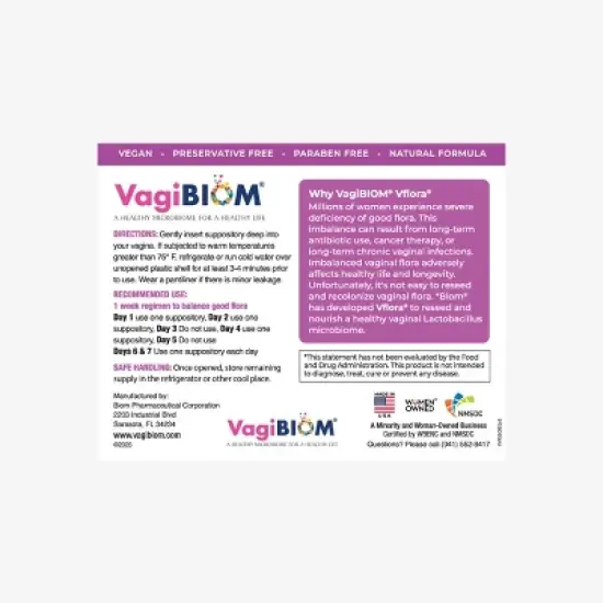 VagiBIOM Vflora Lactobacillus 5 Day Flora Balancer (5 count) image {4}