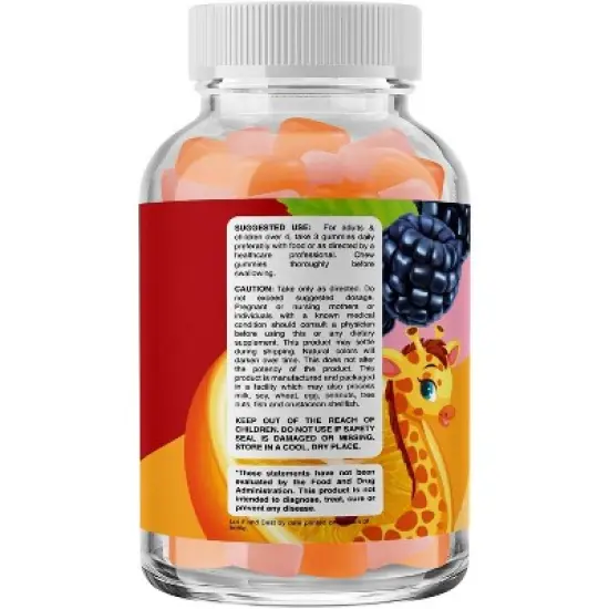 Kids Fiber Gummies, Vitamins for Kids Constipation Relief, Immune Support & Digestive Support, Orange & Mixed Berry Flavors, Phytoral, 60ct image {1}