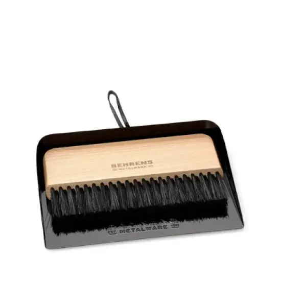 Behrens Galvanized Steel Dustpan and Brush Set Black image {3}