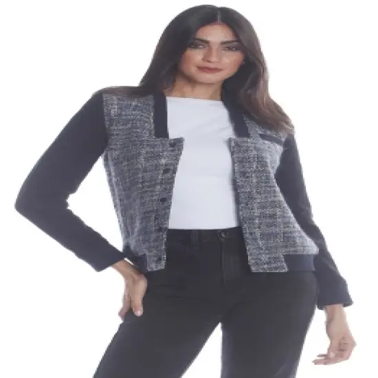 Members Only Women's Updated Tweed Varsity Jacket with Contrast Sleeve image {4}
