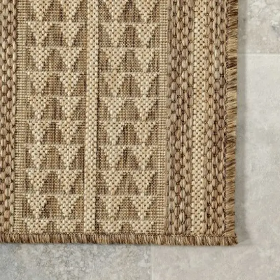 Nuloom Ranya Geometric Indoor/Outdoor Area Rug, Round 6' 7", Light Brown image {3}
