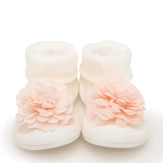 Komuello Baby Girl First Walk Sock Shoes Corsage White image {4}