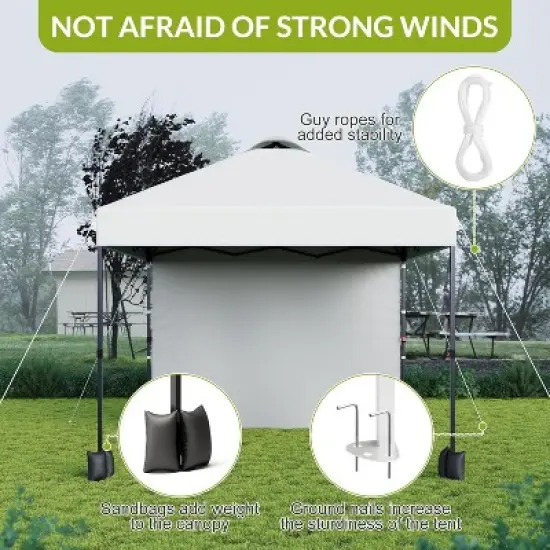 Acekool 10x10 Pop Up Canopy, Outdoor Canopy Tent with Removable Sidewall, Vented Roof, Wheeled Bag for Camping, Picnic, Beach, Black image {7}