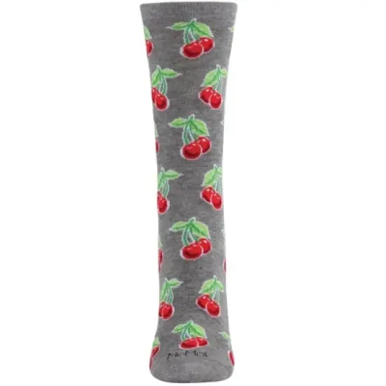 Memoi Cherries Rayon Blend Crew Socks image {1}