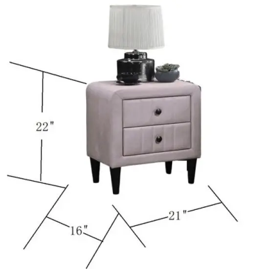 Kumasinova 22" Velvet Upholstered Nightstand with Tempered Legs,Luxe Bedside Table with Sleek Design,Night Stand with Drawers for Bedroom image {2}