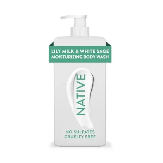 Native Moisturizing Shea Butter 24hr Hydration Sulfate Free and Paraben Free Body Wash - Lily Milk & White Sage - 18 fl oz image {8}