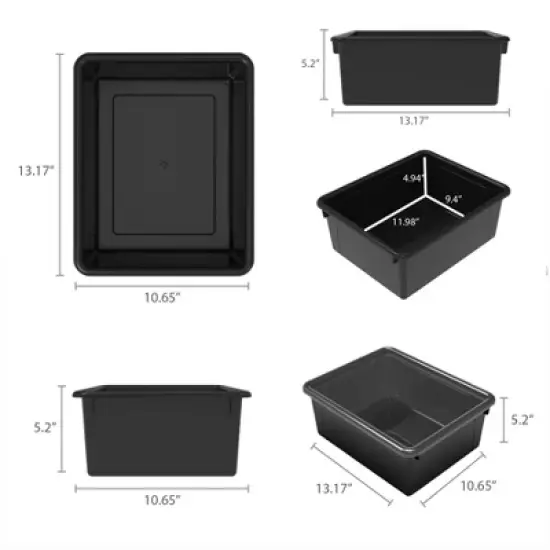 Storex Deep Storage Tray with Lid, Black image {3}