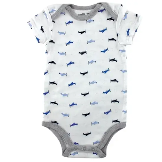 Luvable Friends Baby Boy Cotton Bodysuits 5pk, Airplane image {3}