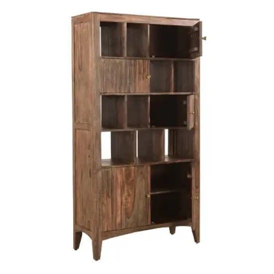75" Nancy 5 Door Bookcase Natural Brown - Treasure Trove Accents image {2}