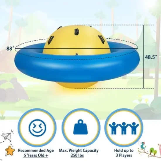 Costway 7.5 FT Inflatable Dome Rocker Bouncer with 6 Handles Fun Outdoor Game for Kids image {2}