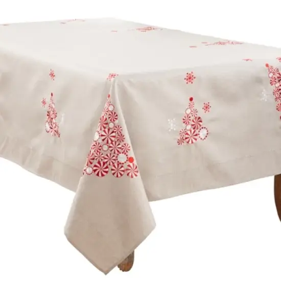 Saro Lifestyle Holiday Tablecloth With Peppermint Christmas Tree Design image {3}