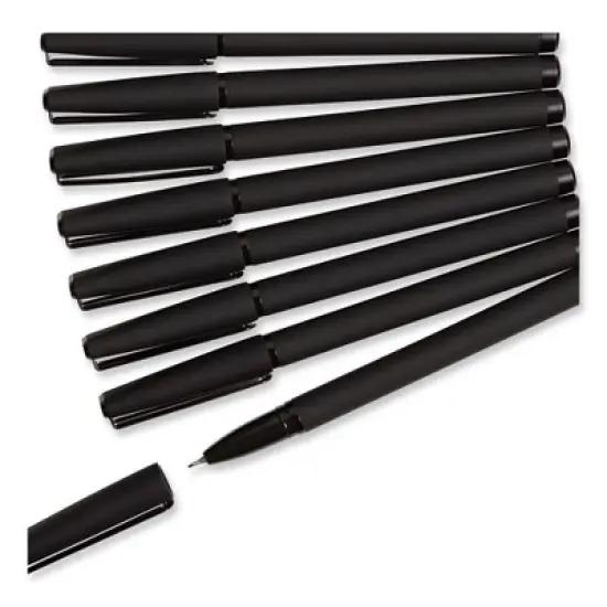 U Brands Catalina Soft Touch Porous Point Pen, Stick, Fine 0.7 mm, Black Ink, Black Barrel, Dozen image {4}