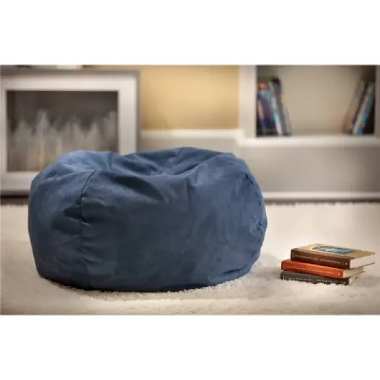 Micro-Fiber Suede Kids' Bean Bag Chair Blue - Gold Medal image {1}