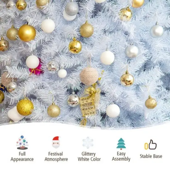 Costway 6ft White Iridescent Tinsel Artificial Christmas Tree w/ 792 Branch Tips image {6}