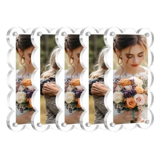 Unique Bargains Double Sided Fujifilm Mini Picture Acrylic Wavy Fridge Magnetic Frames 5 Pcs image {7}