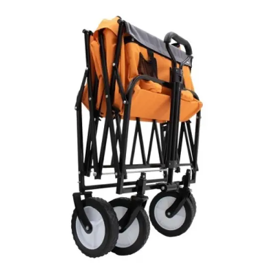 SKRAN Foldable Wagon Cart,Supports 360 lbs All-Terrain Wheels Beach Utility Wagon Grocery Cart with strapping system,for Camping Shopping image {13}