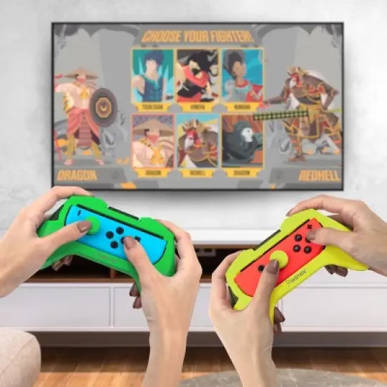 Insten 2 Pack Controller Grips Compatible with Nintendo Switch Joy-Con Controllers, Neon Green, Neon Yellow image {1}