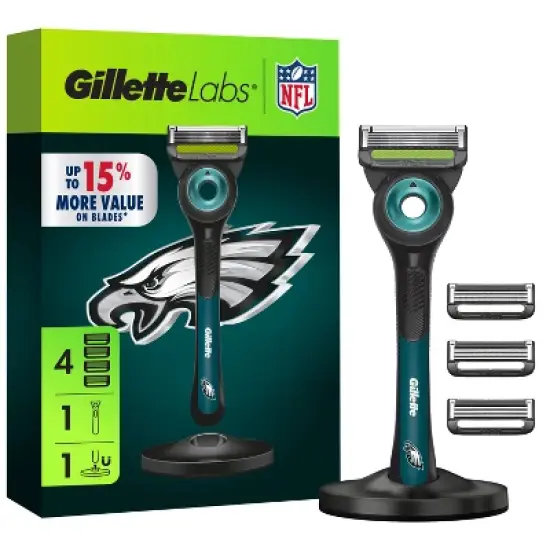 Gillette Labs Men's Special NFL Eagles Edition Shaving Razor with 4 Refills and Magnetic Stand image {11}