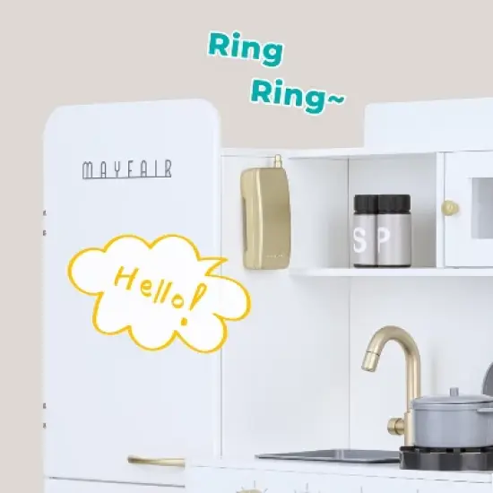 Teamson Kids Mayfair Kids Wooden Play Kitchen & 11 Accessories White TD-13302D image {3}