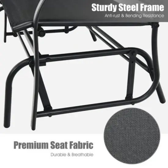Costway Patio Glider Rocking Bench Double 2 Person Chair Loveseat Garden Grey\Black image {7}