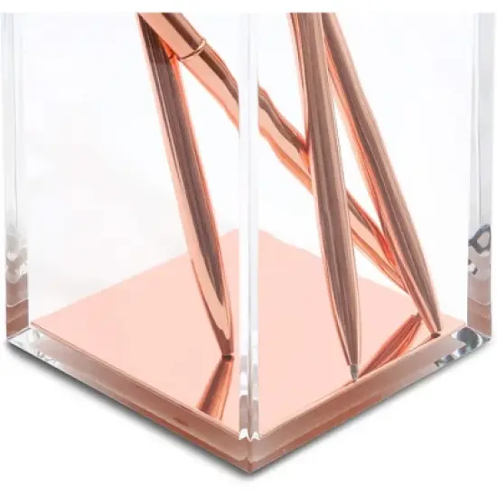 Juvale 2-Pack Acrylic Pencil Pen Holder Desk Stationery Office Organization, Rose Gold image {2}