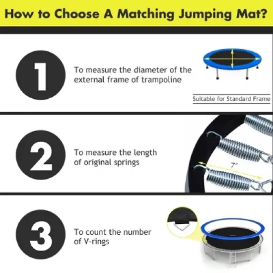 Costway Replacement Trampoline Mat Jumping Mat Fits 8/10/12/14/15/16ft Frame w/ V-Hooks image {7}