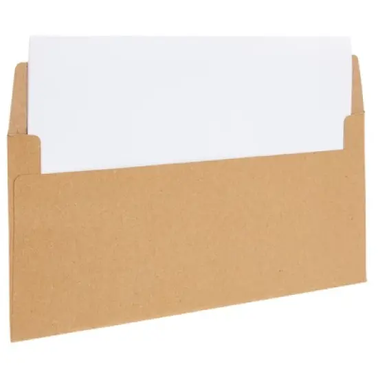 Paper Junkie 100 Pack Bulk #10 Brown Envelopes with Gummed Seal for Invitations, Mailing Letters, Checks, 4-1/8 x 9-1/2 in image {3}