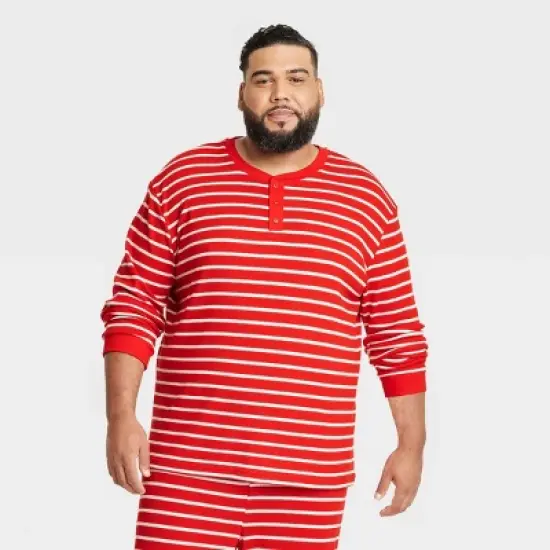 Men's Striped Matching Family Thermal Pajama Top - Wondershop&trade; Red image {4}