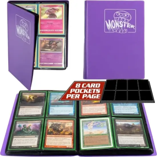 Trading Card Binder (4-Pocket) Matte Purple Album, w Side Loading Padded Pockets, Double Sided, Holds 160 Cards, For Sports, Gaming, Kpop, Gift image {5}