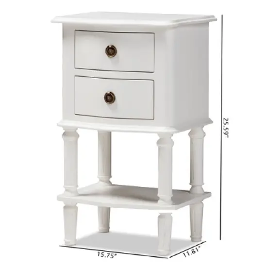 Audrey Finished 2 Drawer Nightstand White - Baxton Studio image {8}