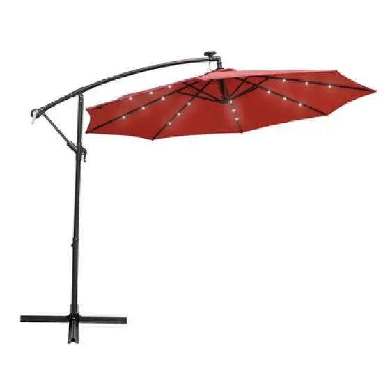 LeisureMod Willry Modern 10FT Outdoor Offset Cantilever Hanging Patio Umbrella with Solar Powered LED &ndash; Backyard, Deck, Garden, Poolside, Patio Shade image {20}