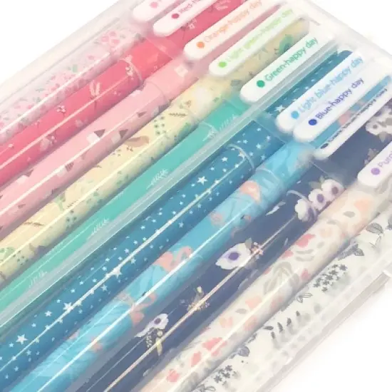 Wrapables Cute Novelty Gel Ink Pens, 0.5mm Fine Point (Set of 10) for School, Office, Stationery, Whimsical Multicolor Ink image {3}
