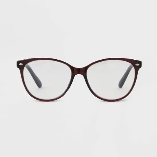 Women's Gloss Plastic Cateye Blue Light Filtering Reading Glasses - Universal Thread&trade; Burgundy image {2}
