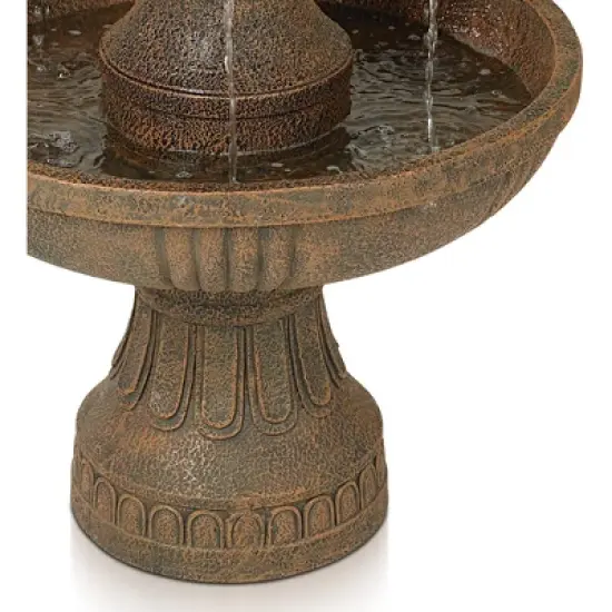 John Timberland Ravenna Rustic 3 Tier Weathered Stone Cascading Outdoor Floor Water Fountain 43" for Yard Garden Patio Home Deck Porch House Exterior image {4}