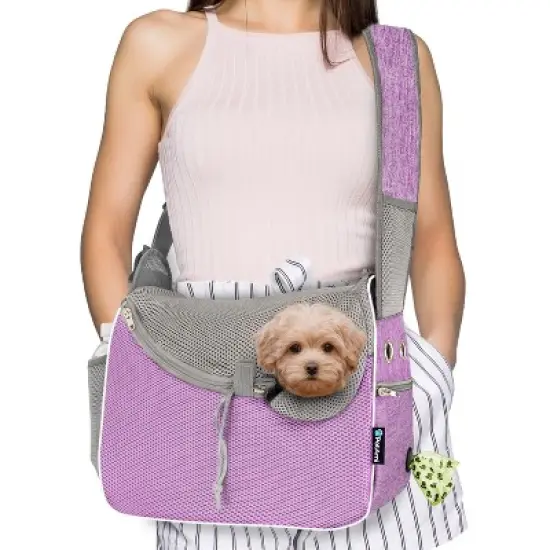 PetAmi Small Dog Sling Carrier, Soft Crossbody Puppy Carrying Purse, Adjustable Breathable Travel Pet Cat Pouch to Wear for Traveling image {10}