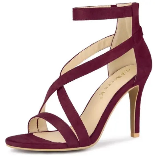 Allegra K Women's Zipper Ankle Strap Stiletto Sandals image {10}