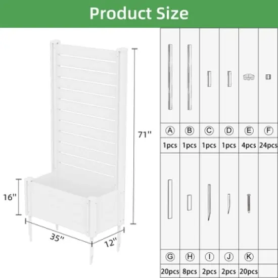 SpassWay PVC Black Rectangular Mobile Planters Planting Box Trellis for Climbing Plants image {3}