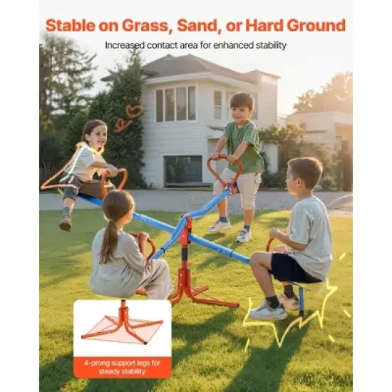 VEVOR Kids Seesaw, 110 lbs Load Capacity per Seat, Sit and Spin Teeter Totter, Swiveling 360 Degrees Rotating for Aged 3+, Orange&Blue&Yellow image {2}