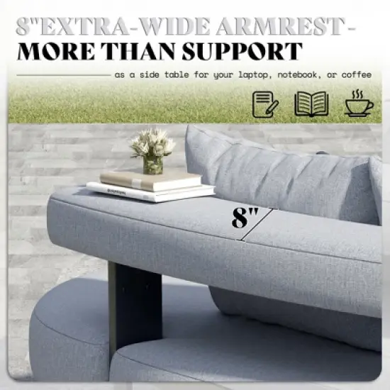 AMERLIFE 10 Seats Aluminum Patio Furniture Set, Outdoor Sectional Sofa with 6" Cushions, Modular Curved Conversation Set image {3}