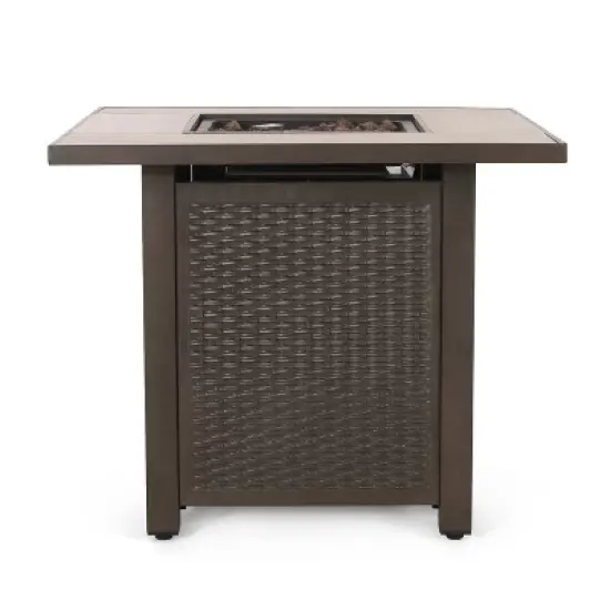 Baton Outdoor 40000 BTU Iron Square Fire Pit Dark Brown/Brown - Christopher Knight Home image {6}