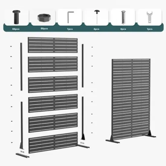 PexFix 72 in. H x 47 in. W Outdoor Metal Square Black Galvanized Panel Screen Garden Fence Brick Pattern Walls image {7}