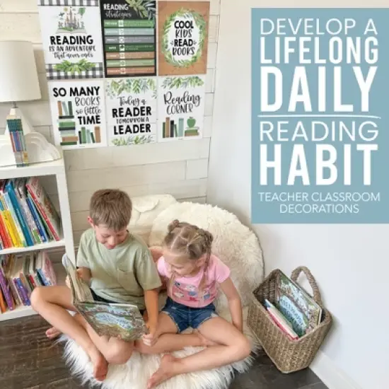 Hadley Designs Farmhouse Greenery Reading Posters For Classroom Library Decor, Set of 6 image {5}