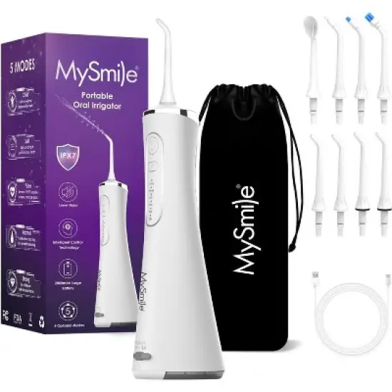 MySmile LP211 Cordless Water Flossers for Teeth, 260ML Reservoir, 5 Cleaning Modes, 8 Jet Tips image {9}